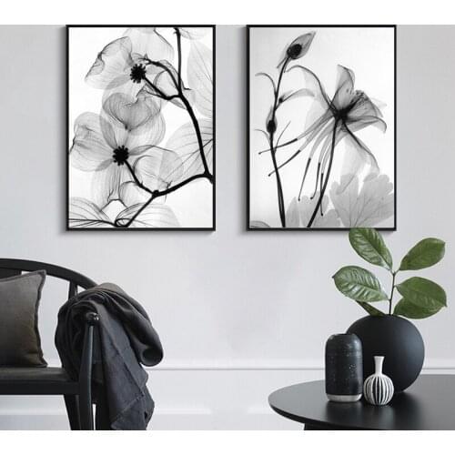 Black White Plant Canvas Posters Nordic Abstract Flower Canvas Prints Wall Art Painting Decorative Picture Home Decor HD0035