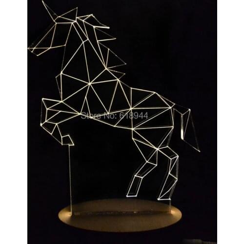 Wooden Modern LED 3D Table Lamps Creative Personality Bedroom Bedside Night Light Lampe Deco Birthday Gift Unicorn