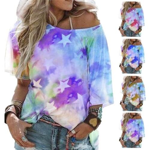 Womens T-Shirts Summer New Print Ladies Pullovers Elegant Pattern Casual O-Neck Loose Tops Short Sleeve Loose Female t Shirt
