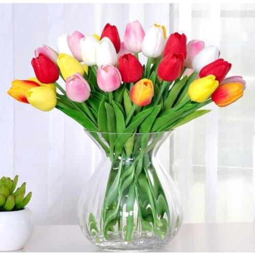 Artificial Tulip Flower Real Touch PU Artificial Bride Bouquet For Home Wedding Party Decorative Flowers & Wreaths 100pcs SN1176