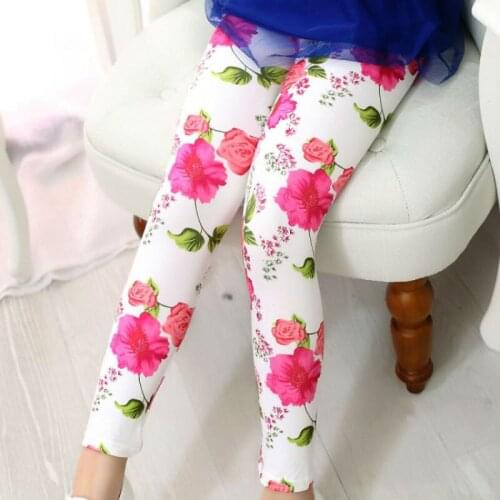 Kids Girls Leggings Spring Summer Flower Printed Children Trousers Girl Casual Pencil Pants Cute Toddler Leggings KF944