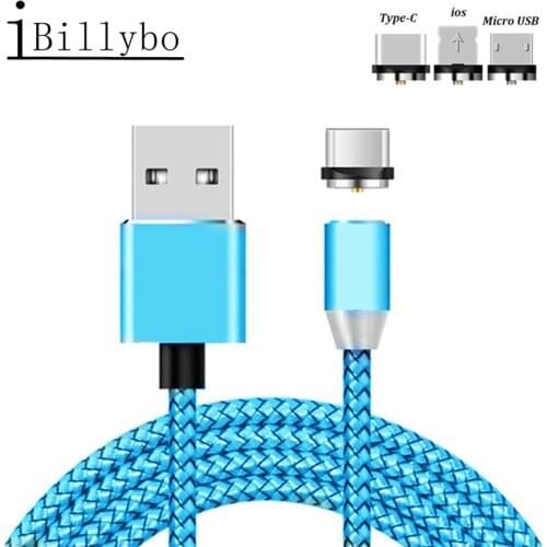 LED Magnetic Type C Cable for Oppo Reno Z USB Fast charger Cord For Samsung galaxy A50 A70 A20E Xiaomi Mi A3 8 lite Redmi Note 7