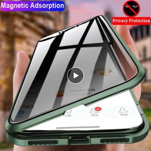 Magnetic Privacy Glass Case for iPhone 11 XR XS Case Anti-Spy 360 Protective Magnet Case for iPhone 11 Pro 6S 7 8 Cover
