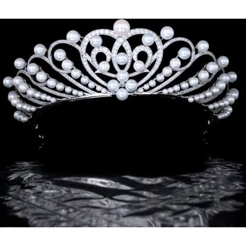Funmode Fashion Pearl Wedding Tiaras Women Crown Hair Accessories For Party Hairbands Wholesale FC03