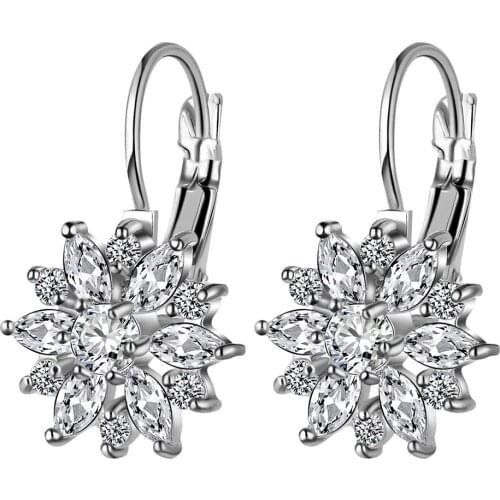 Fashion Ladies Earrings Inlaid With Sun Flower Zircon Pop Engagement Jewelry Wedding Anniversary Gift For Girlfriend Surprise