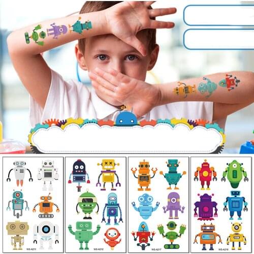Cartoon Robot Tattoo Sticker for Kids Arm Face Temporary Stickers Party Decoration
