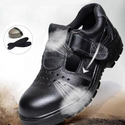 Summer Breathable Hollow Labor Insurance Shoes Mens Anti-smashing And Anti-stab Safety Work Shoes Mens Outdoor Training Shoes