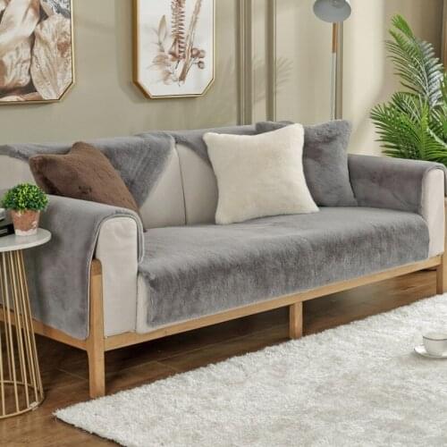 Soft Plush Sofa Cover Solid Color Furniture Protective Slipcover Non-slip Thicken Warm Sofa Towel For Living Sofa Covers Room