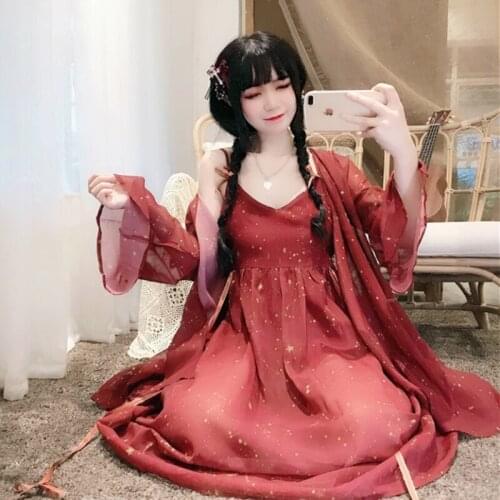 Japanese-Style Soft Girl Lolita Daily Soft Girl Very Fairy Bandage High Waist Mid-Length Strap Full Body Dress Summer
