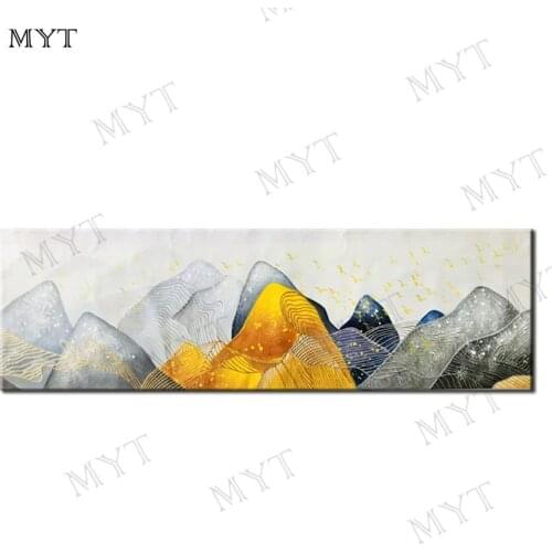 MYT Gold Handmade Modern Abstract Landscape Oil Painting On Canvas Wall Art Pictures For Live Room Home Decor Paintings Unframe