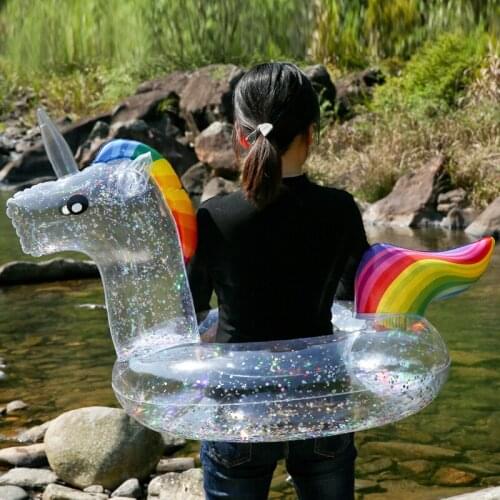 Inflatable Toys Ins Transparent Sequins Flamingo Unicorn Princess Horse Peacock Swimming Ring