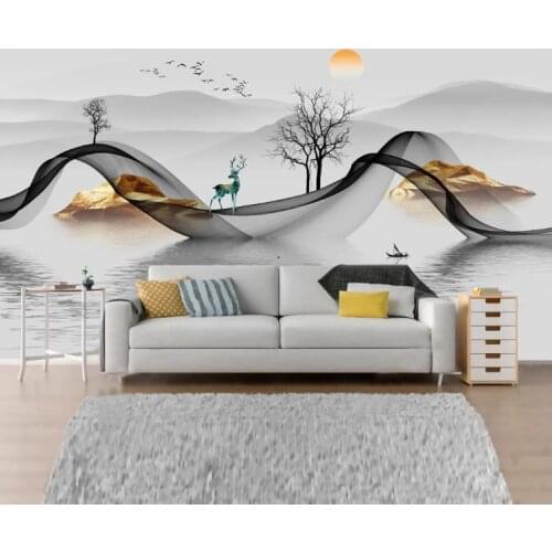 Custom Any 3D wallpaper mural Abstract golden lines landscape simple living room sofa background wallpaper mural decor