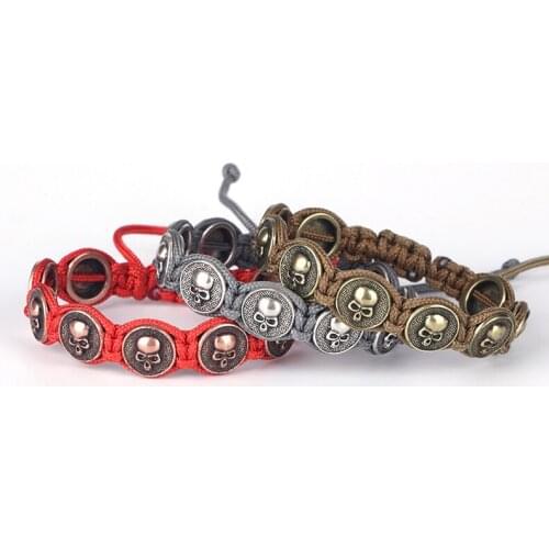 Dankaishi Newest Skull Charm Macrame Bracelet Amoureux Femini Round Pieces Accessories Braided Bracelet for Men Best Gift