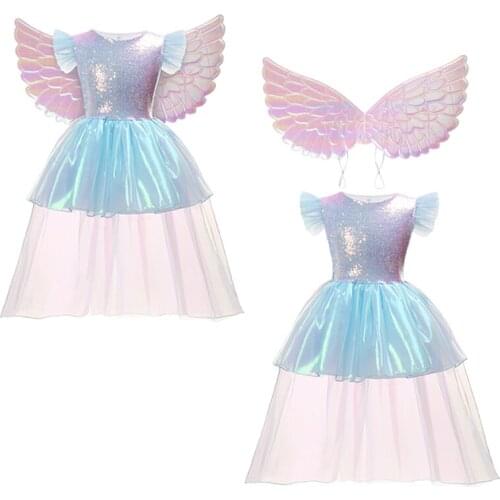 3-8 Years Girls Summer Dress Clothing Party Children Costume Outfit Fashion Performance Dress Kids Make Up Party Clothes