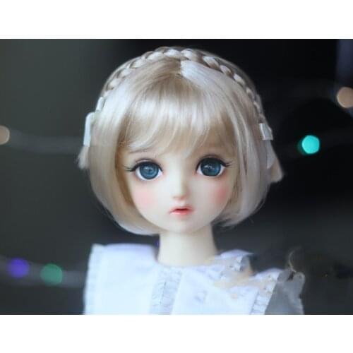 BJD doll wig suitable for 1-3 1-4 1-6 size super soft milk silk baby silk bjd baby wig sister head bob braid short hair doll acc