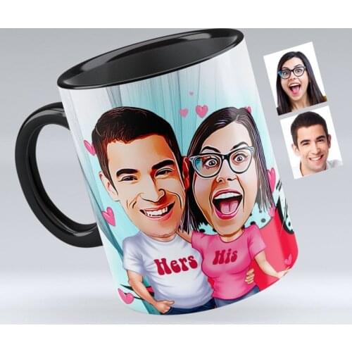 Personalized Valentine Caricature Of Black Mug cup-5
