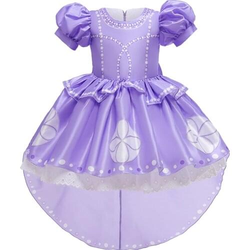 Little Girl Princess Dress Up For Baby Girls Purple Evening Party Dresses Kids Gown Prom Clothes Frocks Kids Fancy Costume