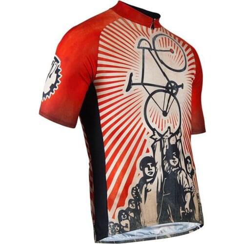 Hot Classic Retro Mens Cycling Jersey Red Outdoor Sport Summer Bicycle Short Sleeve Wear Bike Clothing Quick Dry