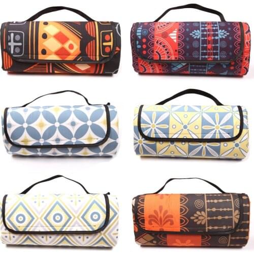 Portable Folding Picnic Mat Outdoor Camping Pad Nation Style Printed Thicken Moisture-proof Pad Beach Blanket Collapsible Carpet