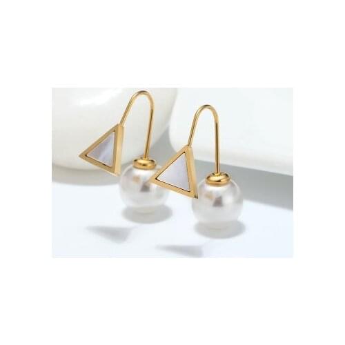 Simple Heart-shaped Stainless Steel Stud Earring Fashion Charm Girl Pearl Gold Color Earring Elegant Lady Cocktail Party Jewelry