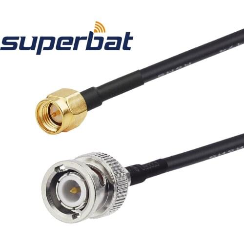 Superbat BNC Straight Male to SMA Male Straight Security Monitor Antenna Feeder Pigtail Cable RG174 100cm RF Coaxial Cable