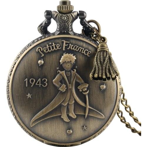 Retro 1943 France The Little Prince Quartz Pocket Watch Fob Necklace Watches Pendant Clock Gifts for Kids with Tassel Accessory