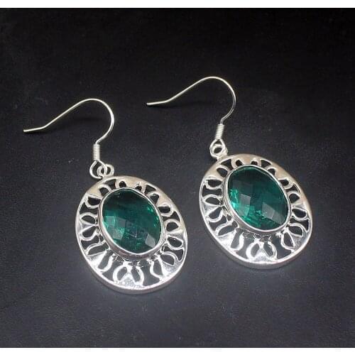 Gemstonefactory Big Promotion Single Unique 925 Silver Amazing Green Topaz Dangle Drop Earrings Jewelry for Women Mom 20213728