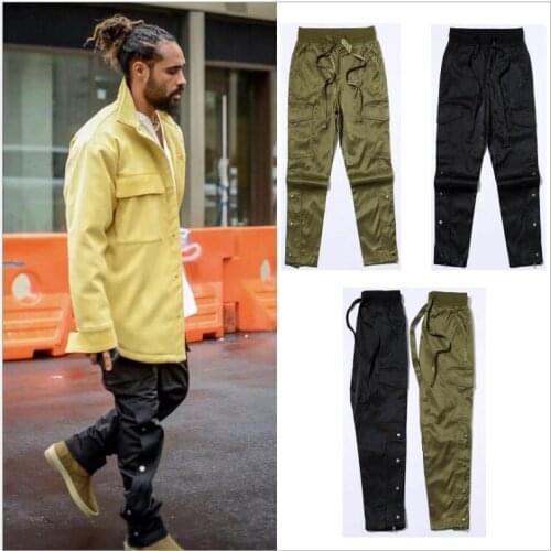 SweatPants for Men Straps Buttons Velcro Strap Closure Trousers Nylon Snap Cargo Pants Mens Kanye West Streetwear Hip Hop Biker