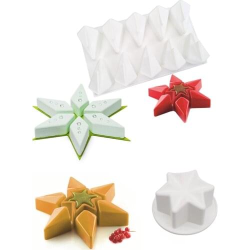 2 Shapes Flower Star Silicone Cake Mold 3D Mousse Baking Jelly Pudding Ice Cream Tray Mould Fondant Chocolate Cake Decorating
