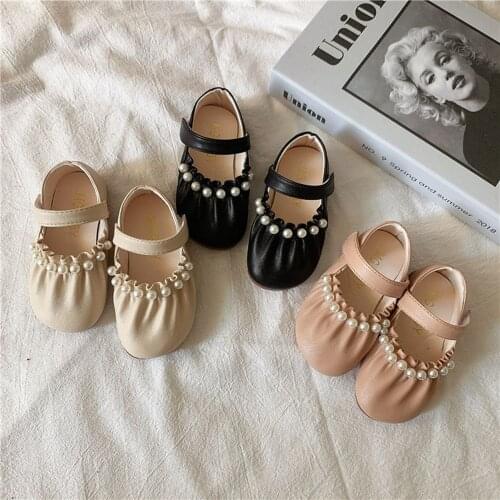 Girls Princess Shoes Autumn Kids Children Pearl Beaded Soft Baby Shoes Zapatos S12771
