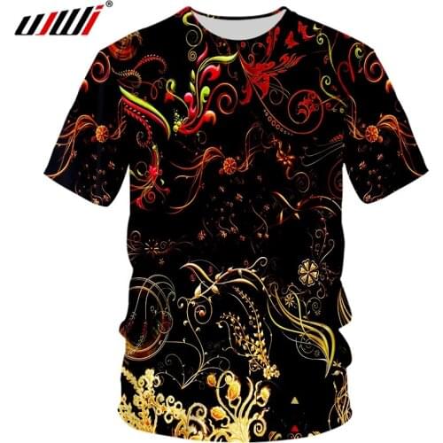 UJWI Summer Street Wear Man 3D Printed T-shirt New Yellow Flowers And Leaves Loose 6XL Garment Men Liana O Neck Tshirt