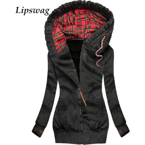 Vintage Winter Warm Women Hooded Coat Elegant Drawstring Zipper Long Sleeve Female Hoodie Outwear Casual Fashion Ladies Overcoat