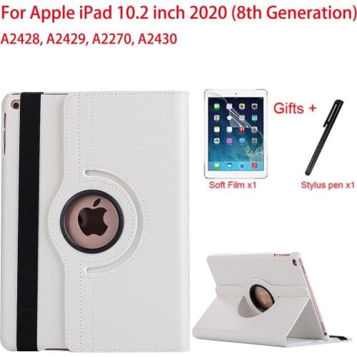360 Rotating Smart PU Leather Case For Apple iPad 10.2 inch Cover 8th Generation Auto Sleep/Wake Capa A2428 A2429 A2270 A2430