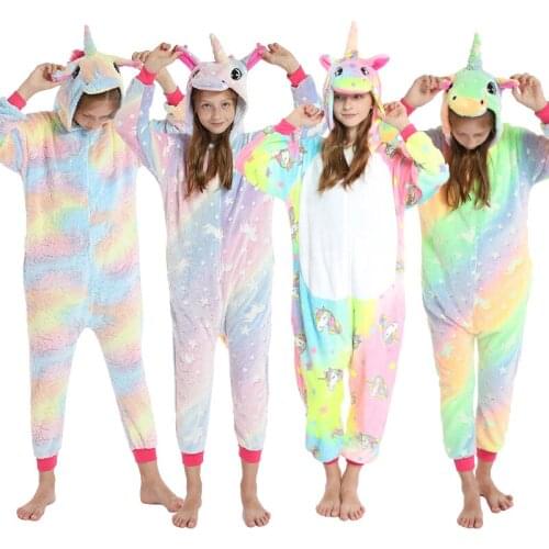 Winter Kigurumi Unicorn Pajamas Onesie Adult Kids Animal Panda Fox Flannel Jumpsuit Sleepwear Baby Cosplay Anime Pyjamas Costume