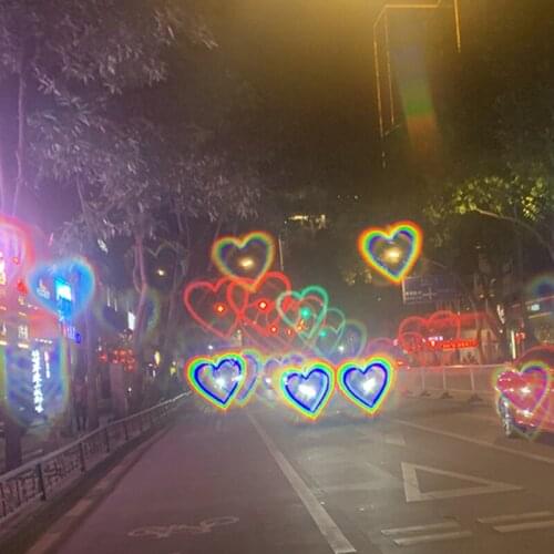 1pc Love Heart Shaped Effects Glasses Watch The Lights Change To Heart Shape At Night Diffraction Women Fashion Sunglasses