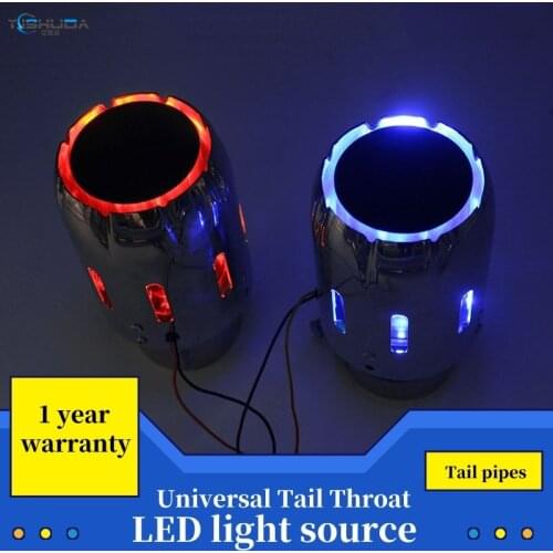 1PCS Universal Car LED Exhaust Muffler Red/Blue Light Flaming Straight Car Modified Single Outlet Exhaust Pipe Tail Throat