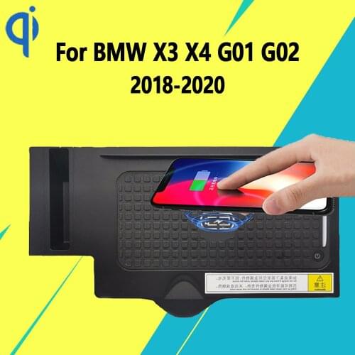 15W Qi Wireless Charger For BMW X3 X4 G01 G02 2018-2020 Onboard Car Fast Charging Pad Center Console Plate Phone Iphone Holder