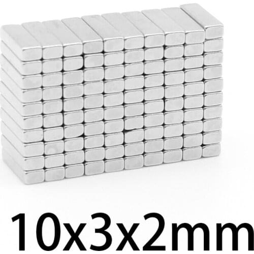 20/50/100/200/500/1000PCS 10x3x2 Quadrate Rare Earth Neodymium Magnet Sheet N35 Thin Block Permanent Magnet 10x3x2mm 10*3*2 mm
