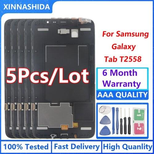 5pcs/lot For Samsung Galaxy T2558 LCD Display Touch Screen Digitizer Assembly Replacement Parts with frame FOR T2558 LCD