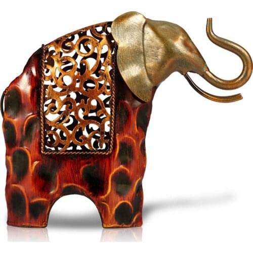 ABSTRACT RED BRAIDED ELEPHANT FIGURINE WEAVING ANIMAL ART SCULPTURE METAL ART&CRAFT HOME DECORATION ACCESSORIES R493