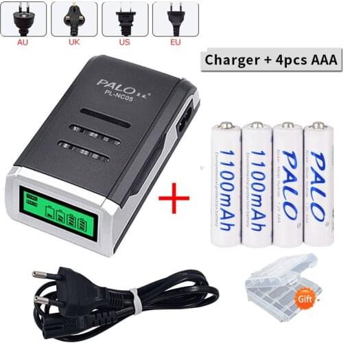 PALO 1.2V AAA rechargeable battery ni-mh 1.2v aaa batteries with LCD display charger for AA AAA ni-mh ni-cd battery