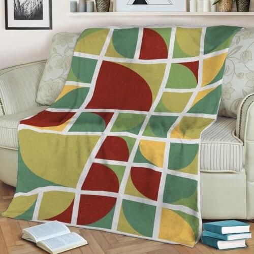 Abstract Geometric Pattern 3D Printed Velvet Plush Throw Fleece Blanket Bedspread Sherpa Blanket Home Decora