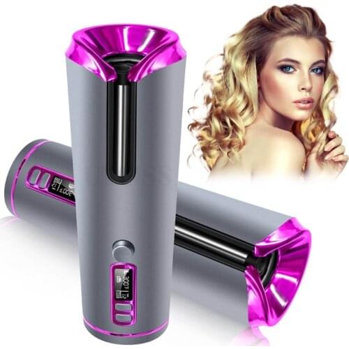 Cordless Auto Hair Curler Rechargeable Wireless Curling Iron Curl Wand with 6 Temperature&11 Timer Settings Styling Tool
