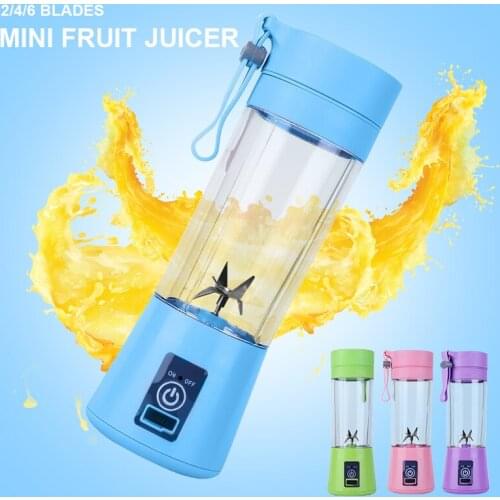 380ml USB Rechargeable Blender Mixer Mini Portable Electric 6 Blades Household Blender Mini Extractor Juice Machine Fruit Juicer