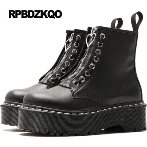 Shoes Punk Rock Boots Military Black Waterproof Muffin Metal Platform Goodyear Welted Trending Army Flatform Women Combat Ankle