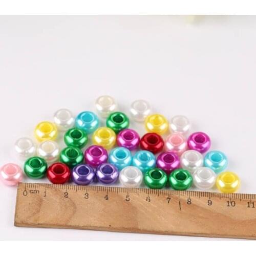 100pcs diy Handmade Jewelry Accessories Big Hole Imitation Pearl Tire Beads Bracelet Necklace Beads