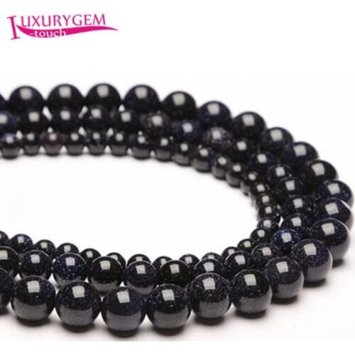 High Quality Blue Color Sandstone Stone Smooth Round Loose Spacer Beads 4/6/8/10/12/14mm DIY Gem Jewelry Accessories 38cm sk109