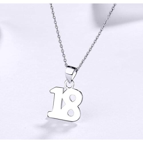 PRC7 Sterling Silver 925 Digital Pendant Necklace Number 18 Necklace 925 Jewelry