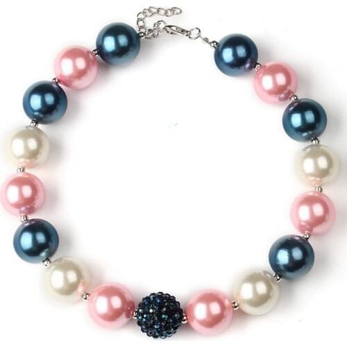 Girls Cute Pink 20mm Pearl Chunky Bubblegum Necklace Kids Baby Gorgeous Birthday Gifts Outfits Necklace Jewelry Drop Shipping