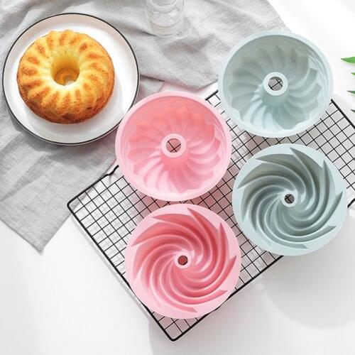 Cakes Mould Silicone Cake Molds 6in Round Shape Spiral Pattern Savoirin Pan DIY Baking Tray Cake Pan Non Stick Baking Pans